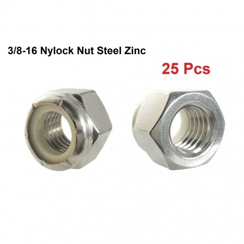 (Qty 25) 3/8-16 Nylock Nut Steel Zinc